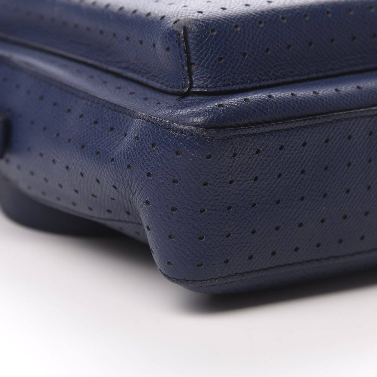 London Grainy Calfskin Perforated Small Shaldon Crossbody Lapis Blue