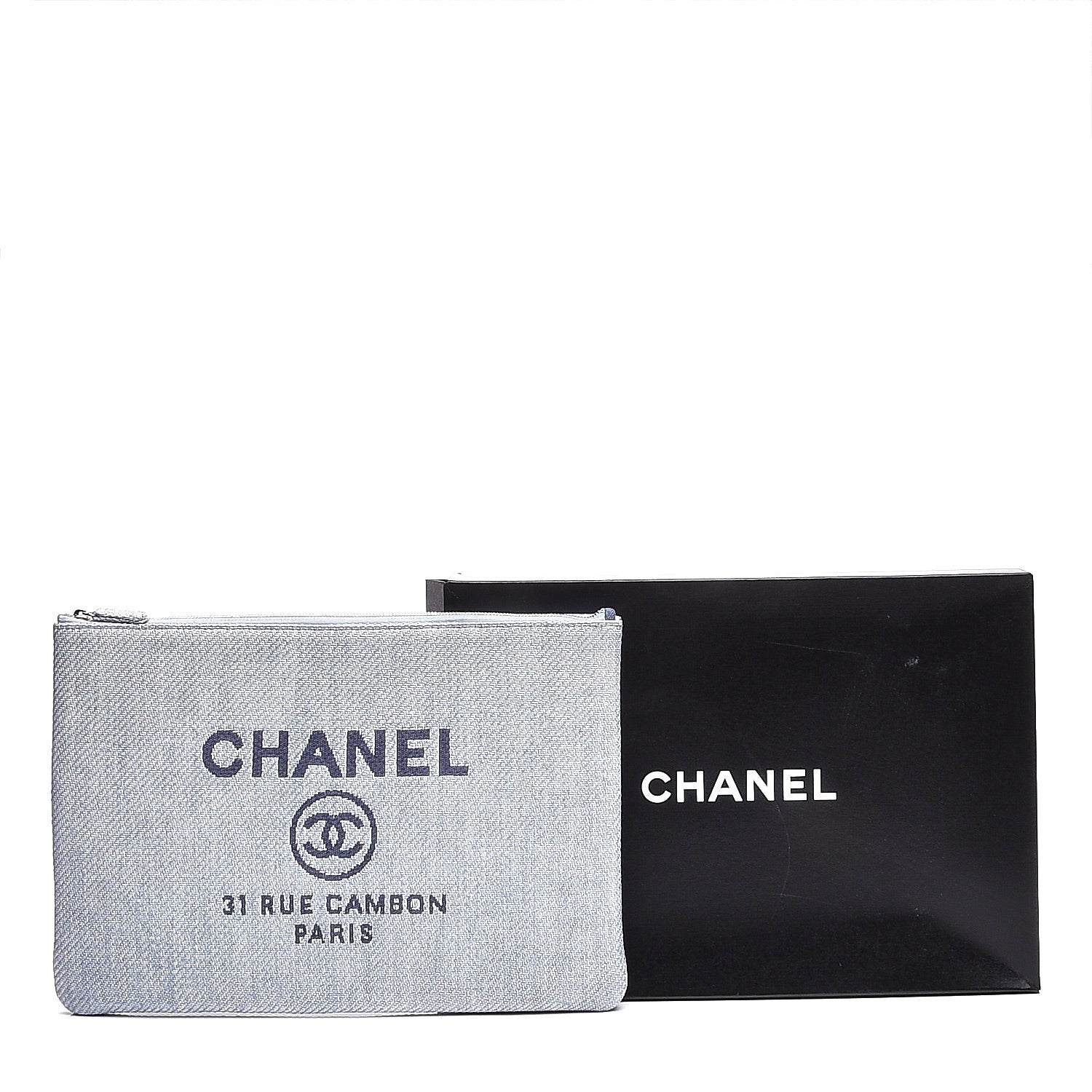 Chanel Canvas Large Deauville Pouch Blue 8 of 8