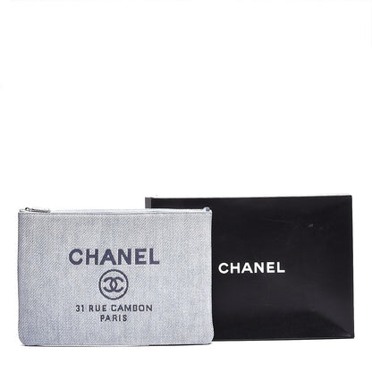 Chanel Canvas Large Deauville Pouch Blue 8 of 8