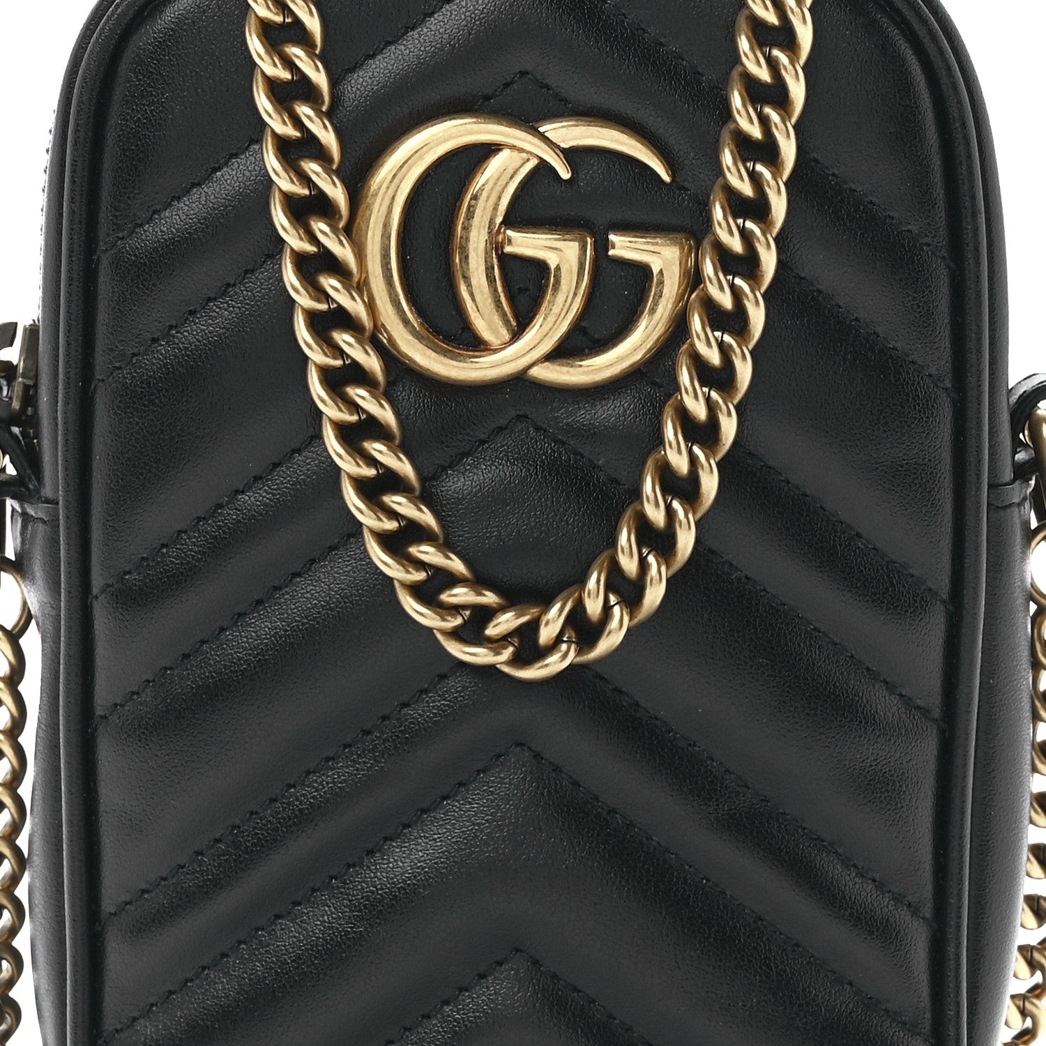 Gucci Calfskin Matelasse Mini GG Marmont Crossbody Bag Black 8 of 11
