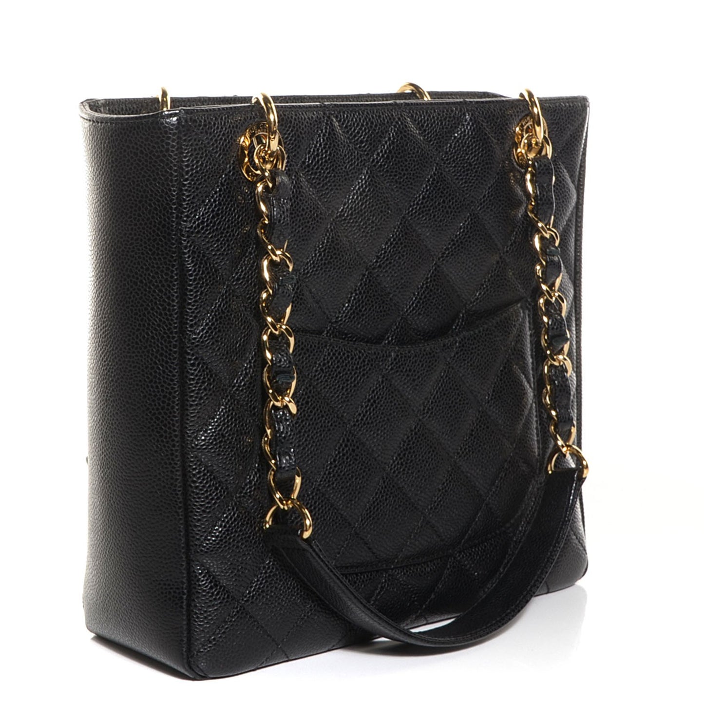 Caviar Quilted Petit Shopping Tote PST Black