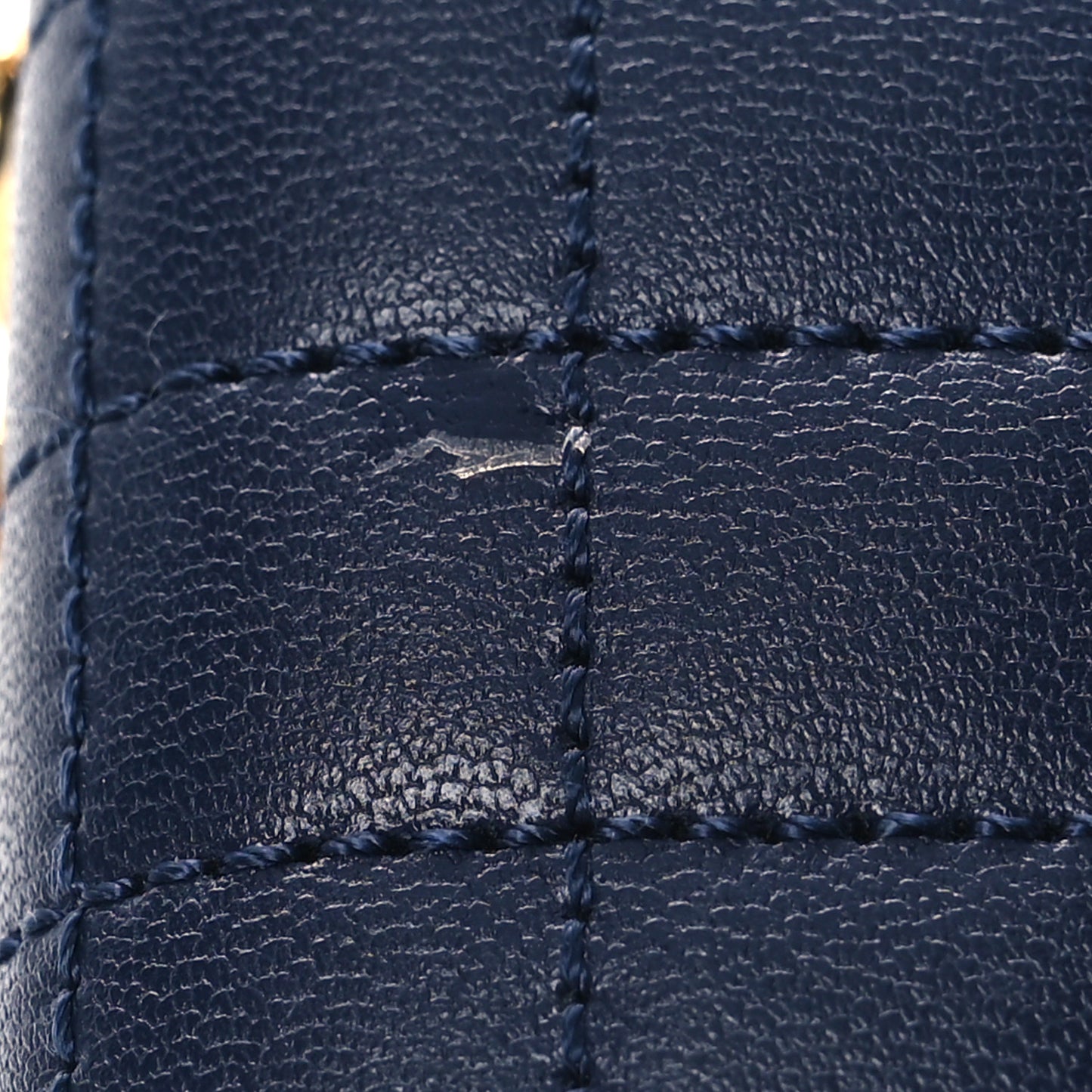 Lambskin Quilted Large C Charm Zip Around Wallet Dark Blue