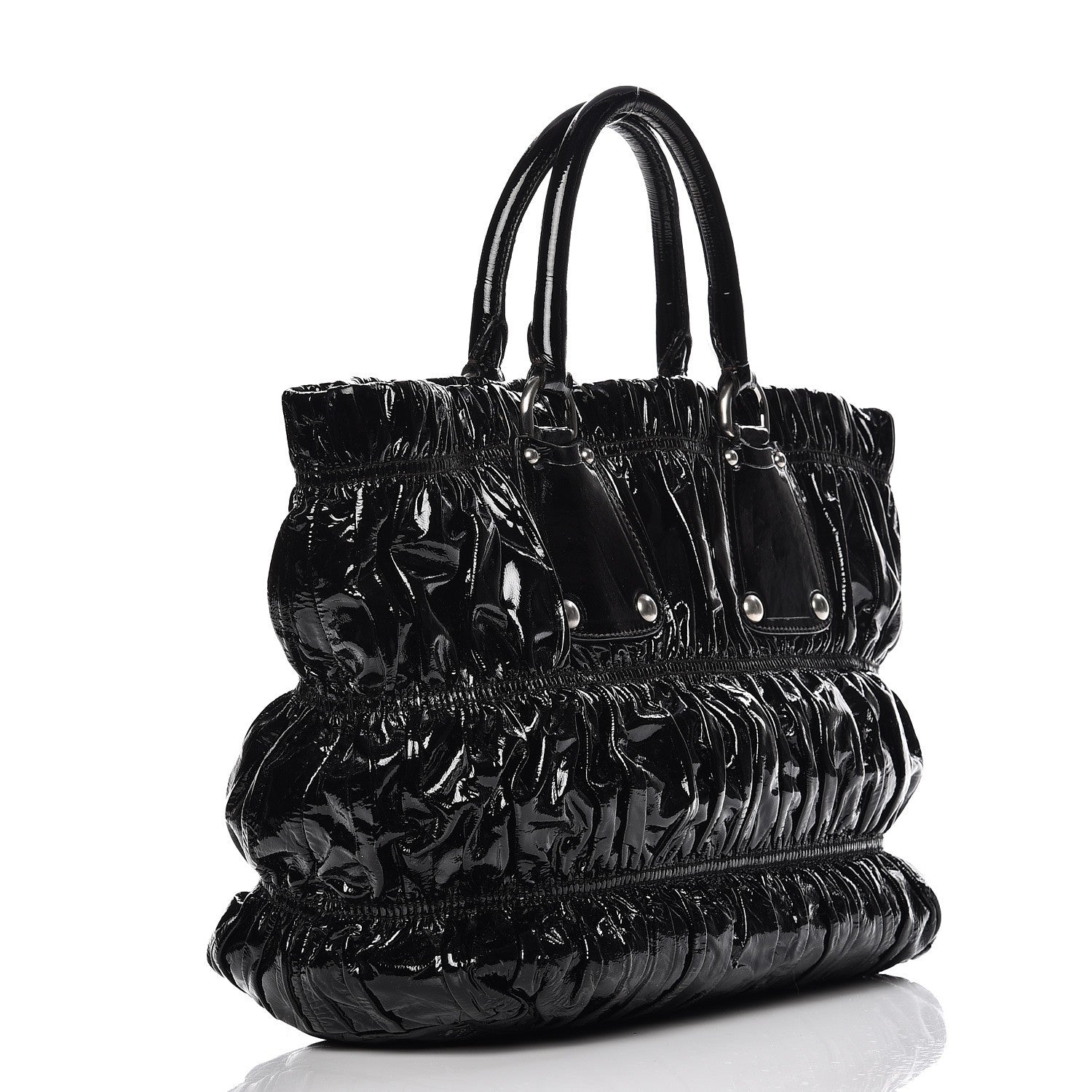 Prada Vernice Gaufre Tote Black 3 of 8