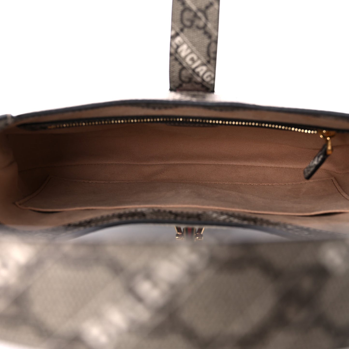 X BALENCIAGA GG Supreme Monogram Striped Logo Print Web Small Jackie 1961 Hobo Beige Ebony Mystic White