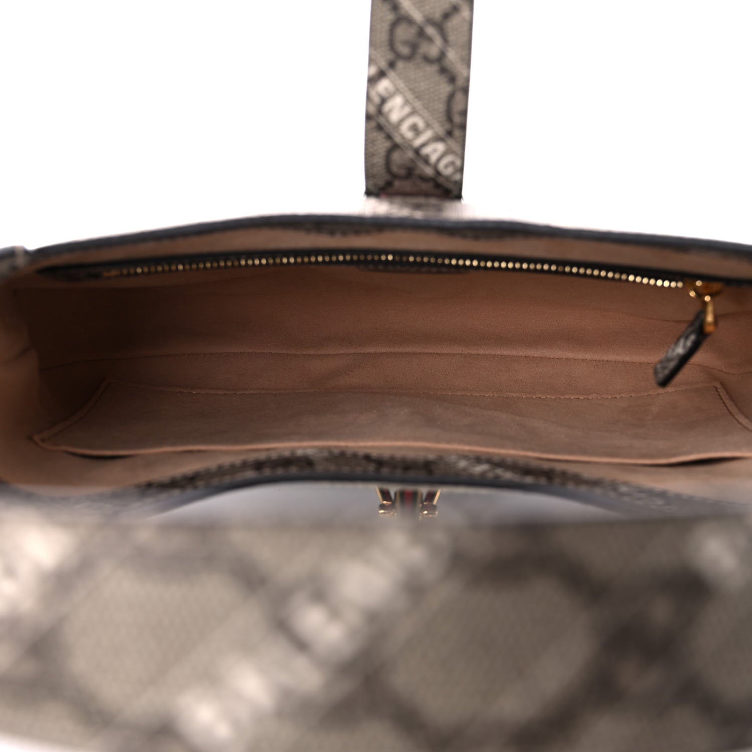 Gucci X BALENCIAGA GG Supreme Monogram Striped Logo Print Web Small Jackie 1961 Hobo Beige Ebony Mystic White 5 of 11
