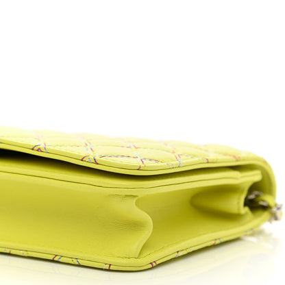 Chanel Lambskin Stitched Pop Stitches Wallet On Chain WOC Yellow 5 of 11
