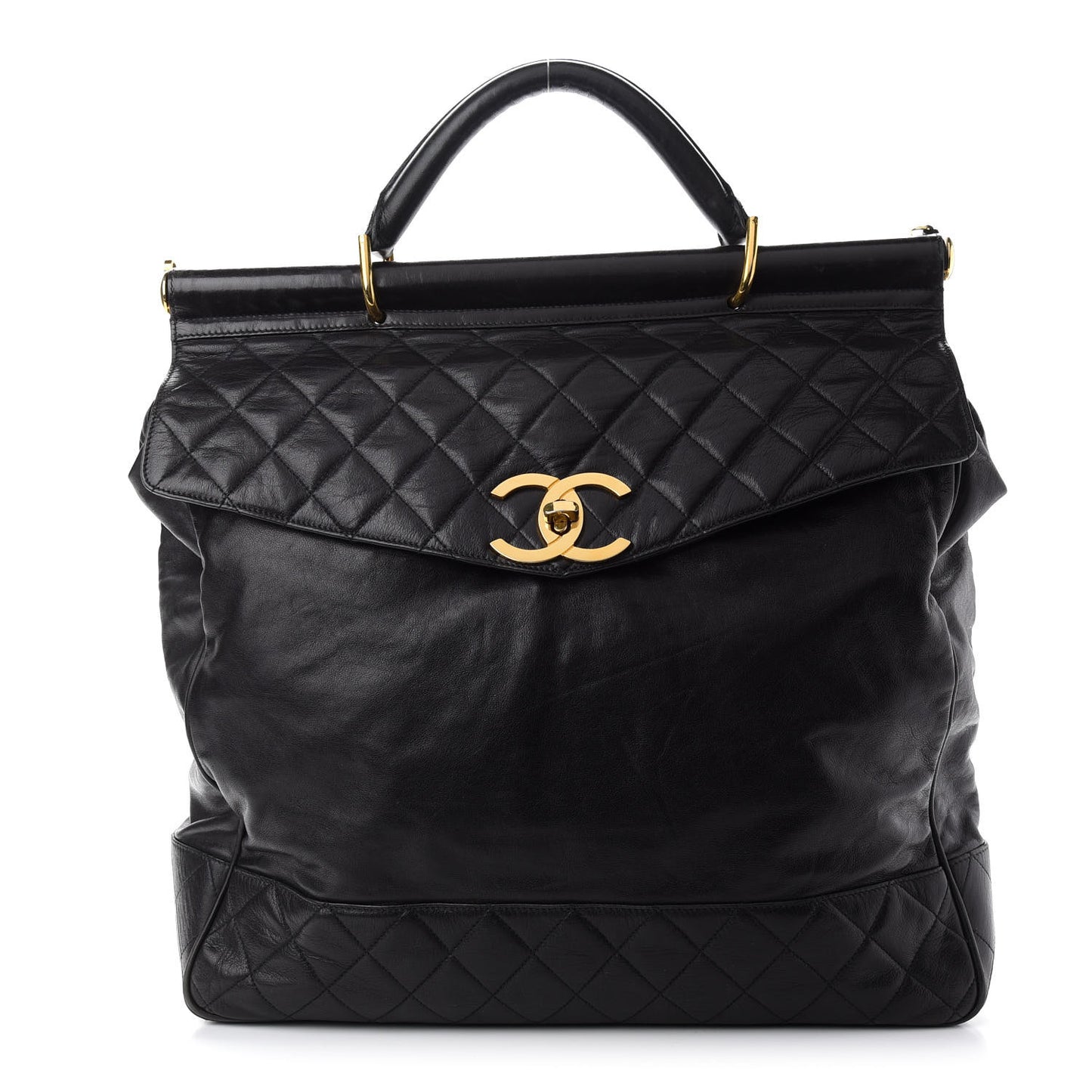Lambskin Quilted Satchel Black