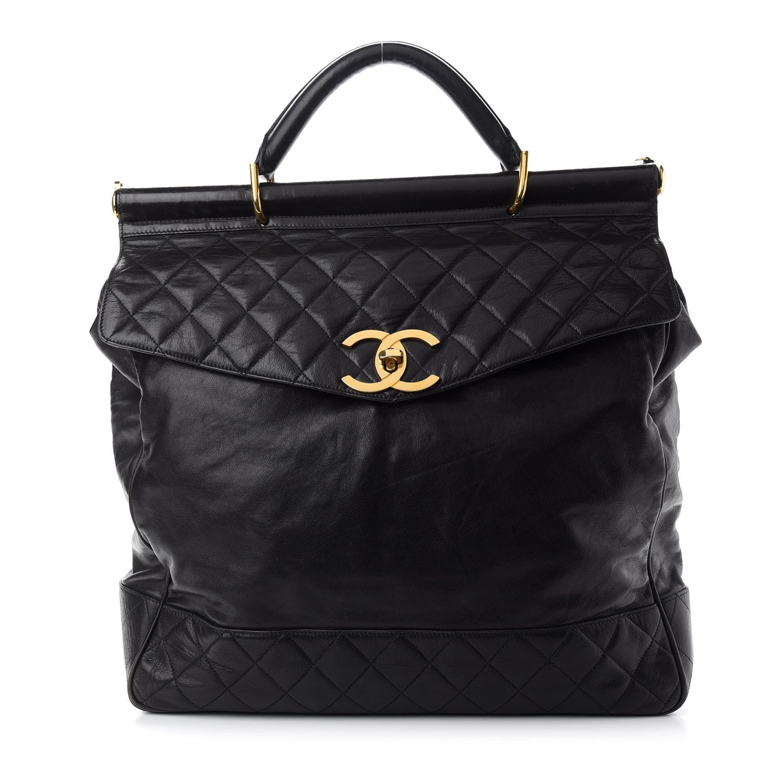 Chanel Lambskin Quilted Satchel Black 1 of 11