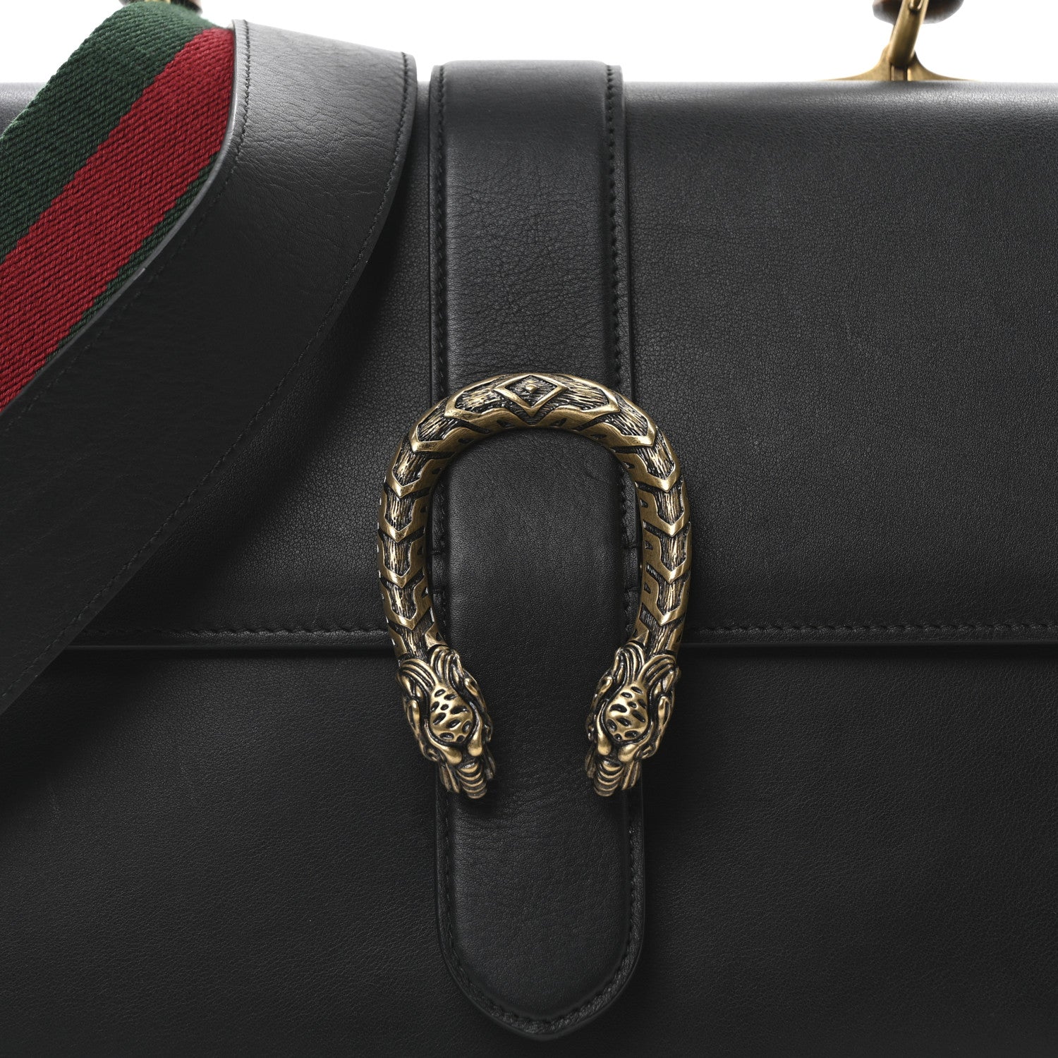 Gucci Moon Calfskin Web Large Dionysus Bamboo Top Handle Bag Black 8 of 10