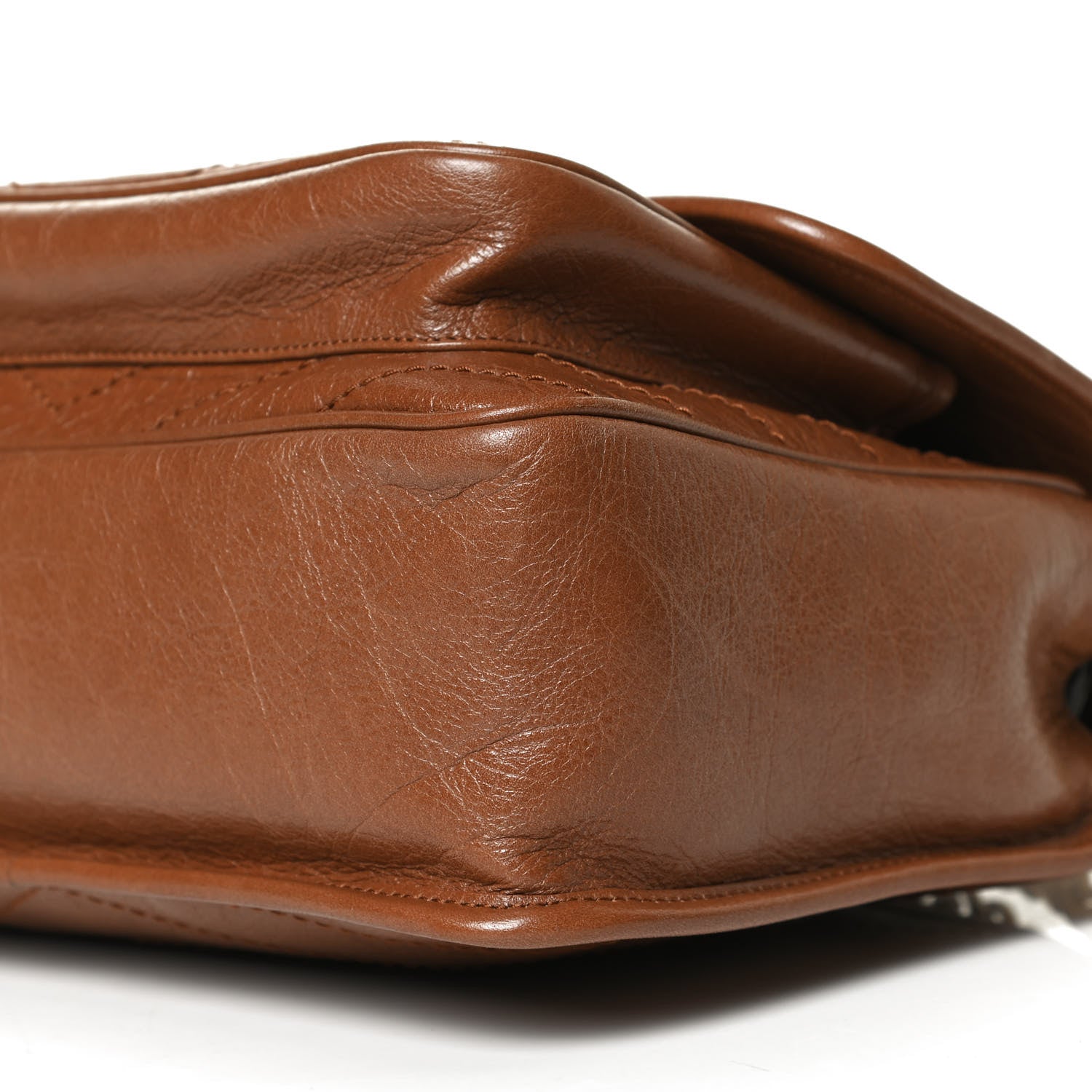 Saint Laurent Crinkled Calfskin Matelasse Monogram Medium Niki Chain Satchel Caramel 10 of 10