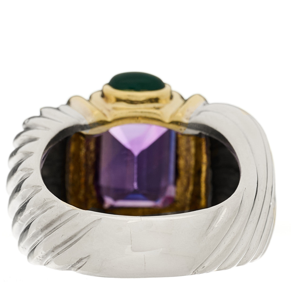 David Yurman Sterling Silver 14k Yellow Gold Amethyst Emerald Ring 50 5.25 4 of 5