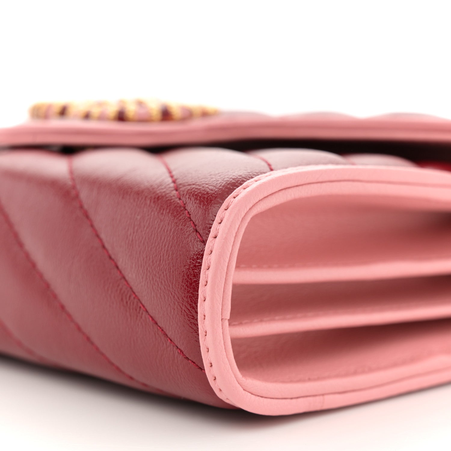 Gucci Azalea Calfskin Enamel Matelasse Diagonal Torchon GG Marmont Chain Wallet New Cherry Red Wild Rose 10 of 11