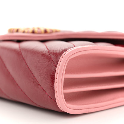 Gucci Azalea Calfskin Enamel Matelasse Diagonal Torchon GG Marmont Chain Wallet New Cherry Red Wild Rose 10 of 11