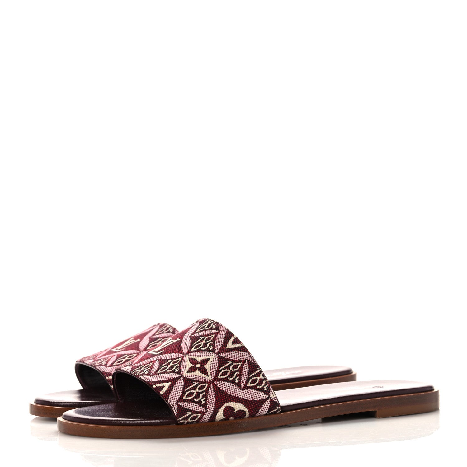 Louis Vuitton Jacquard Since 1854 Lock It Flat Mule 38 Bordeaux 3 of 8