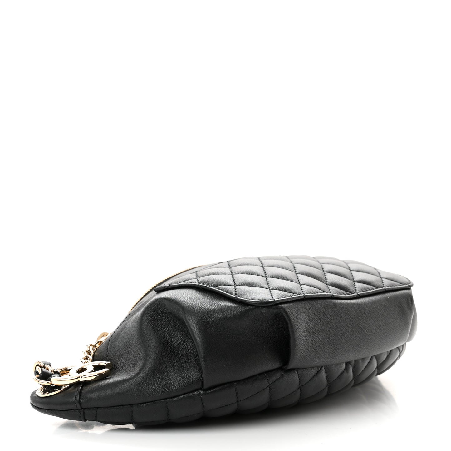 Lambskin Quilted Waist Bag Fanny Pack Black