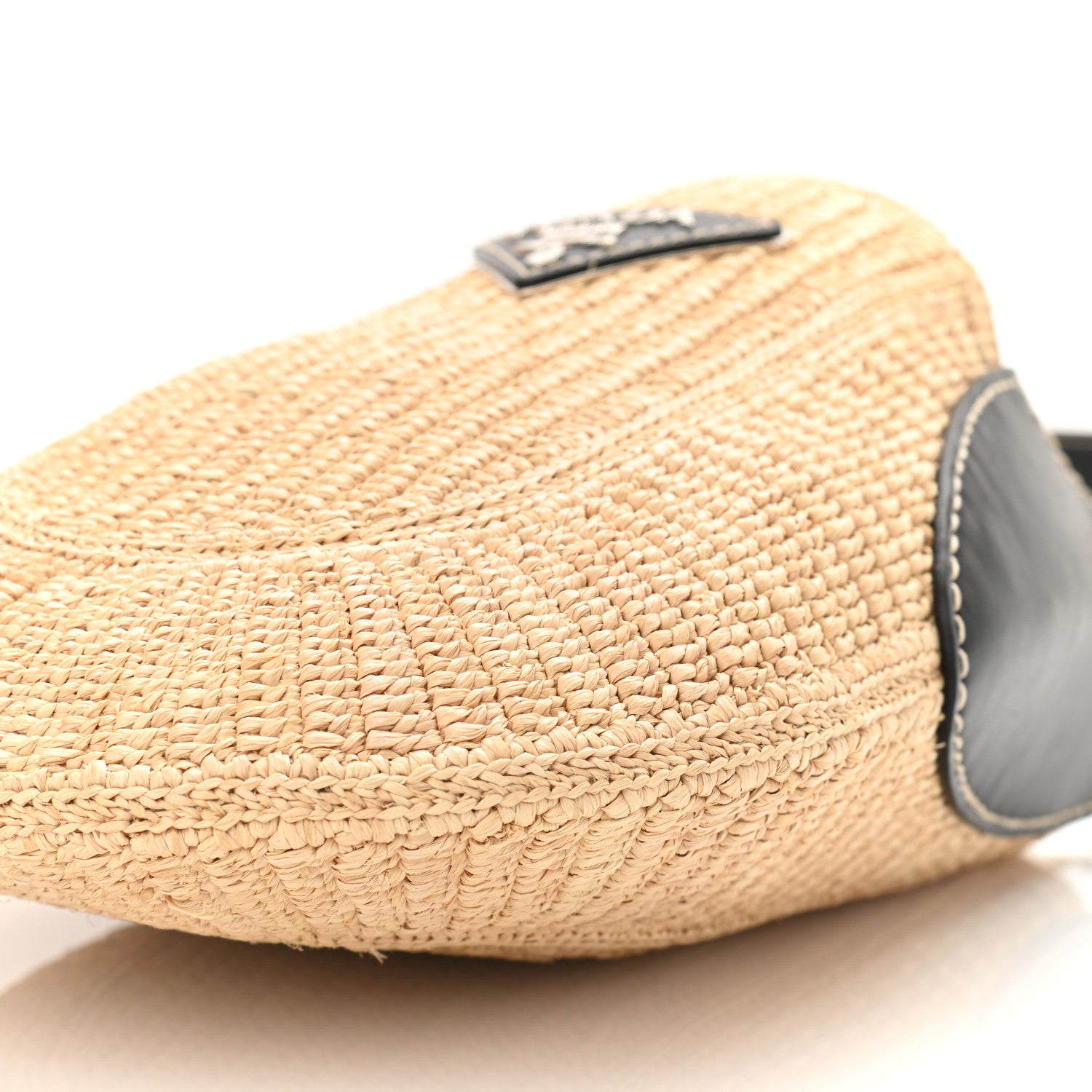 Prada Raffia Vitello Small Hobo Naturale Black 9 of 11