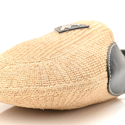 Prada Raffia Vitello Small Hobo Naturale Black 9 of 11