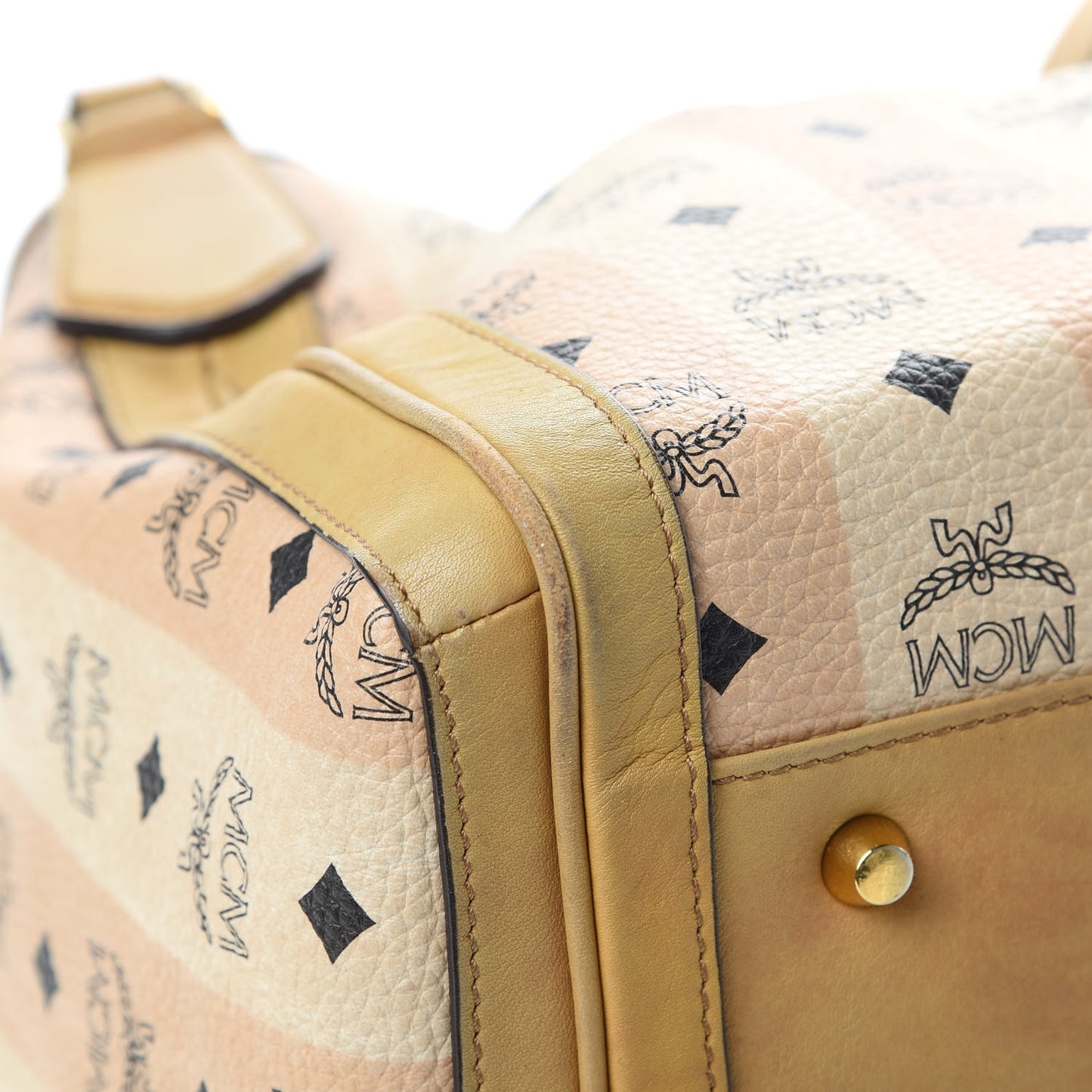 Striped Visetos Shopping Tote Beige