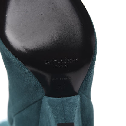Saint Laurent Suede Niki 105 Thigh High Boots 36 Petrol Blue 6 of 6