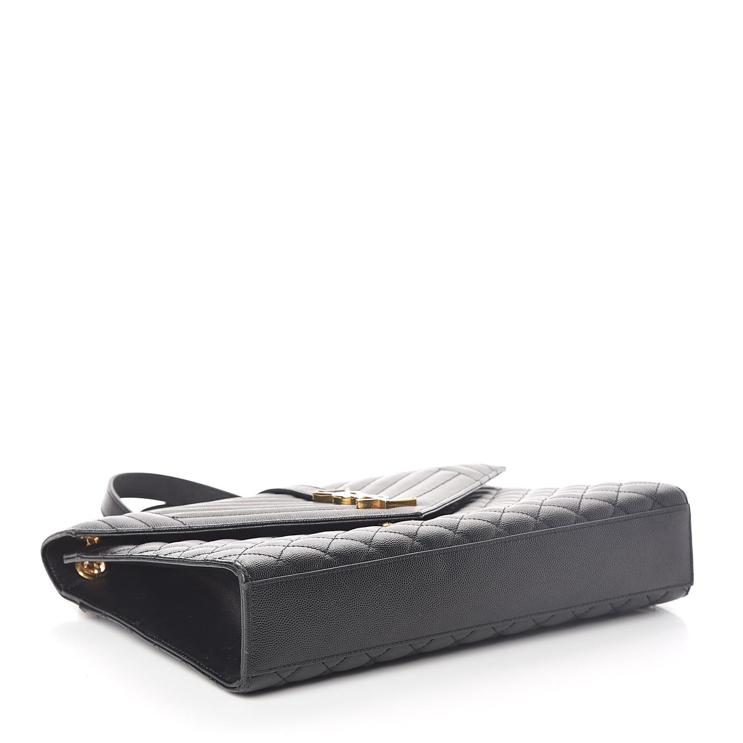 Grain De Poudre Textured Mixed Matelasse Large Triquilt Monogram Satchel Black