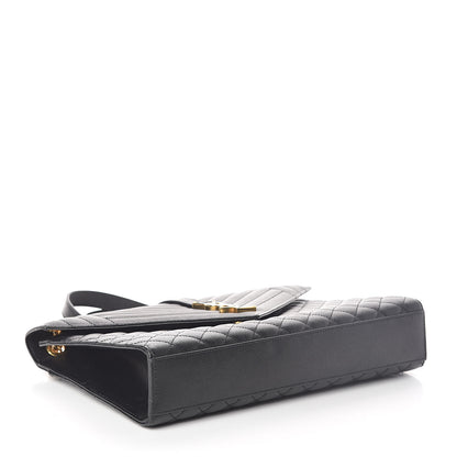 Saint Laurent Grain De Poudre Textured Mixed Matelasse Large Triquilt Monogram Satchel Black 4 of 10