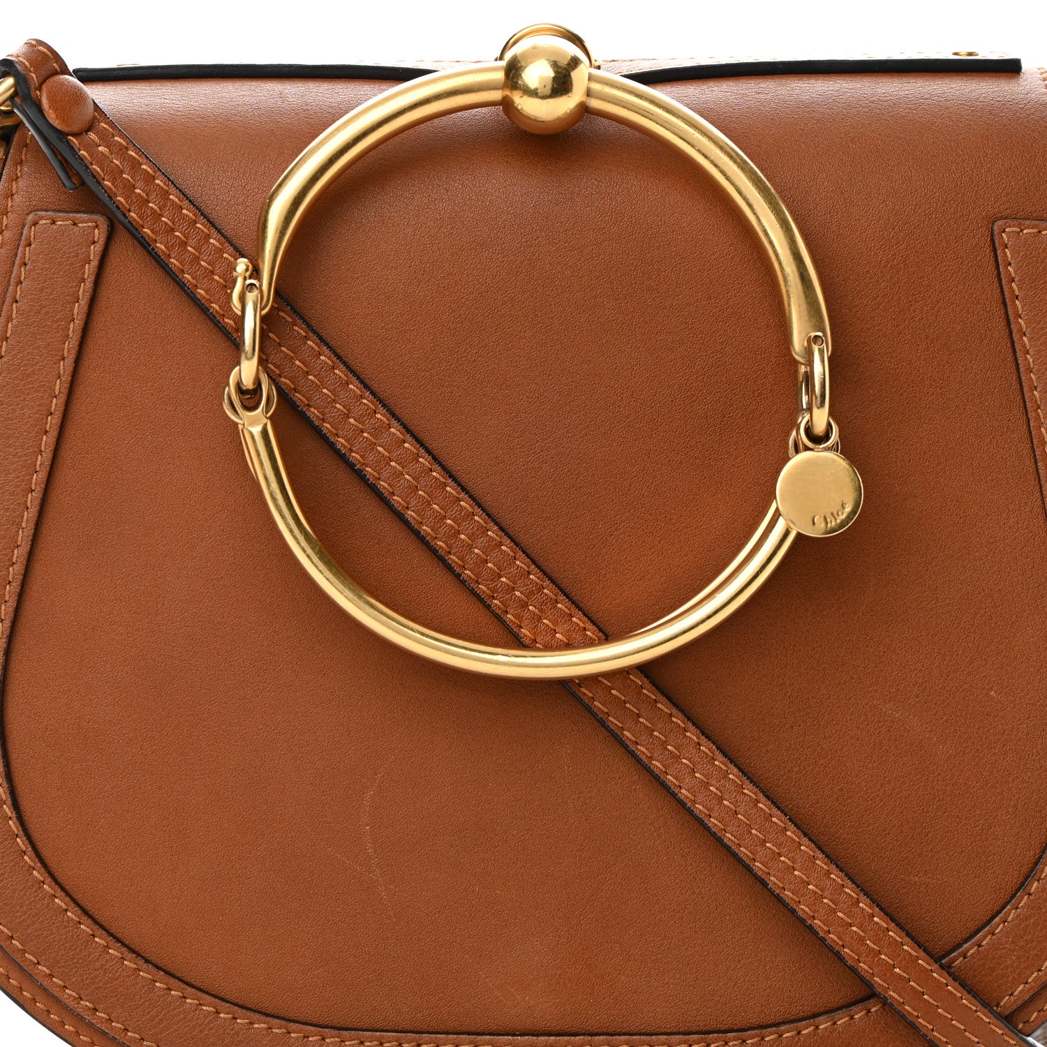 Chloe Calfskin Suede Medium Nile Bracelet Bag Caramel 9 of 19