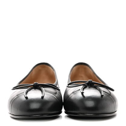Chanel Lambskin Cap Toe CC Uniform Ballerina Flats 37 Black 3 of 8