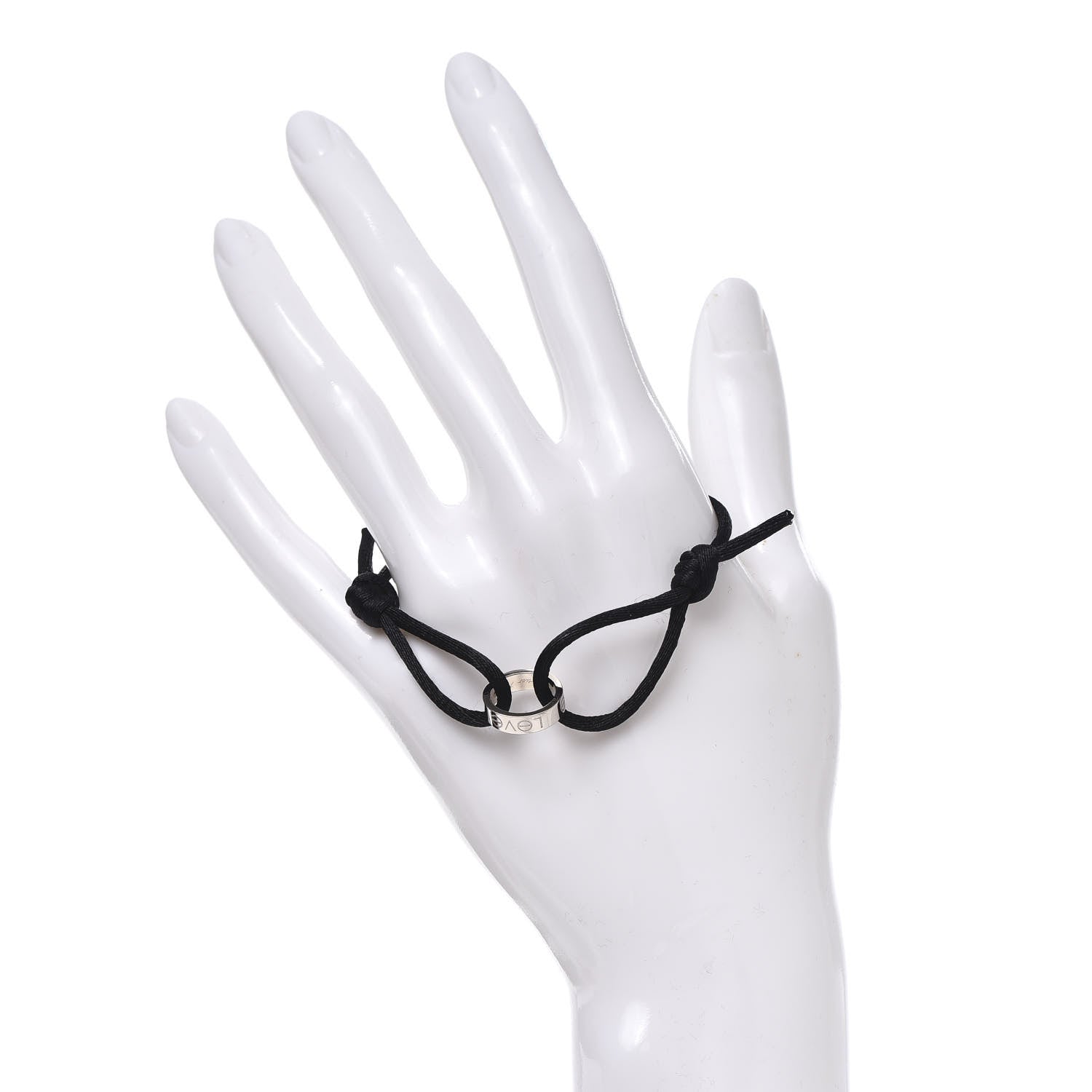 Cartier 18K White Gold Charity LOVE Adjustable Cord Bracelet Black 2 of 6