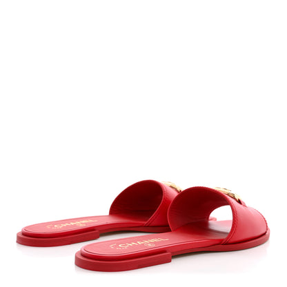 Chanel Shiny Calfskin CC Mules 39 Red 5 of 10
