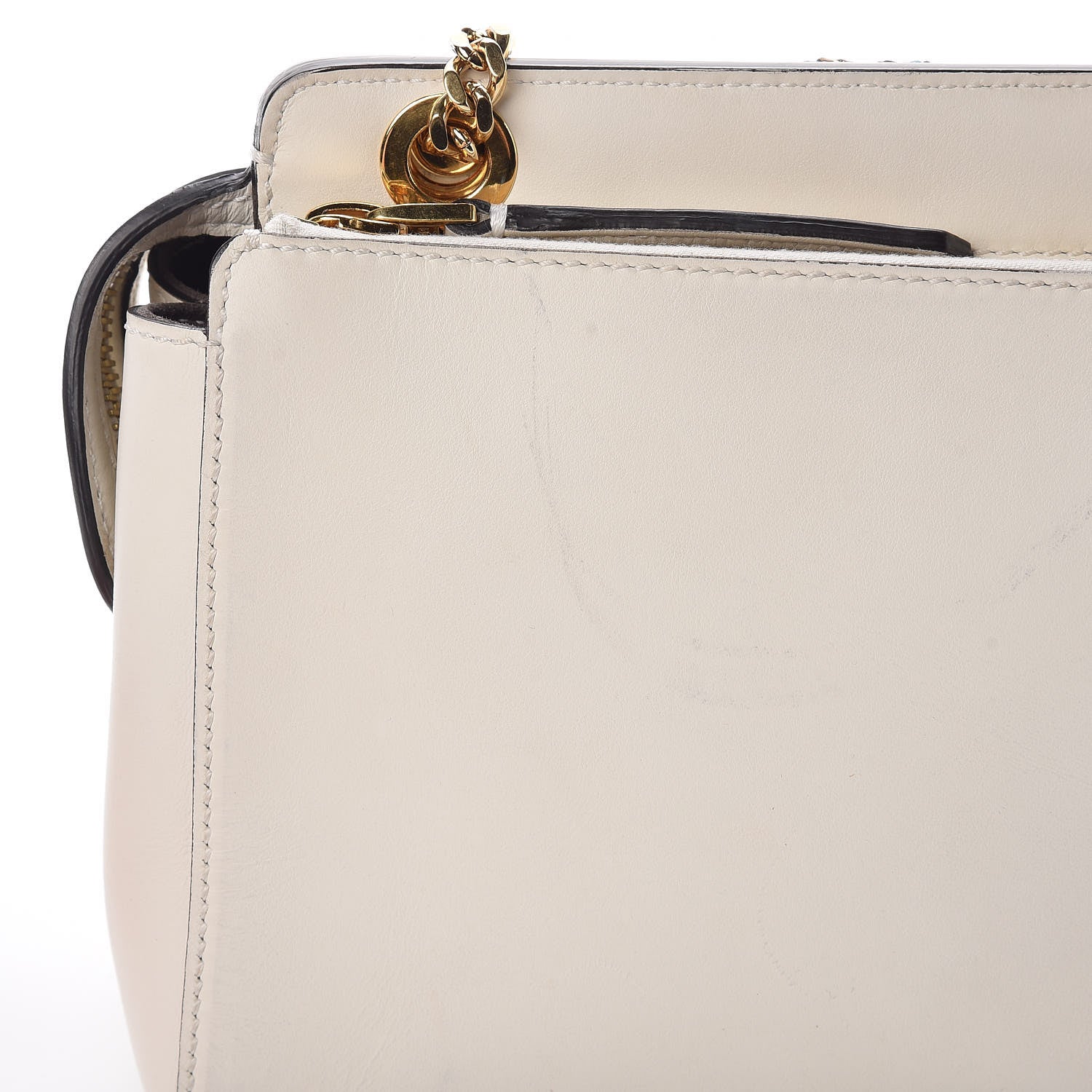 Fendi Vitello Baltico Ribbon Lace Up Floral Small DotCom Click Chain Satchel White Multicolor 14 of 19