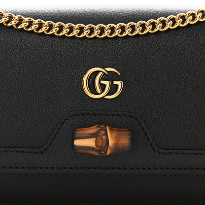Gucci Wonka Grain Calfskin Diana Chain Wallet Black 8 of 11