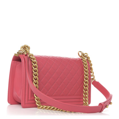 Chanel Calfskin Quilted Medium Boy Flap Dark Pink 3 of 10