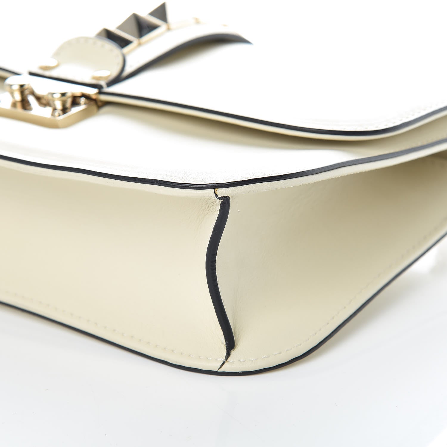 Valentino Garavani Vitello Medium Glam Lock Rockstud Flap Light Ivory 8 of 8
