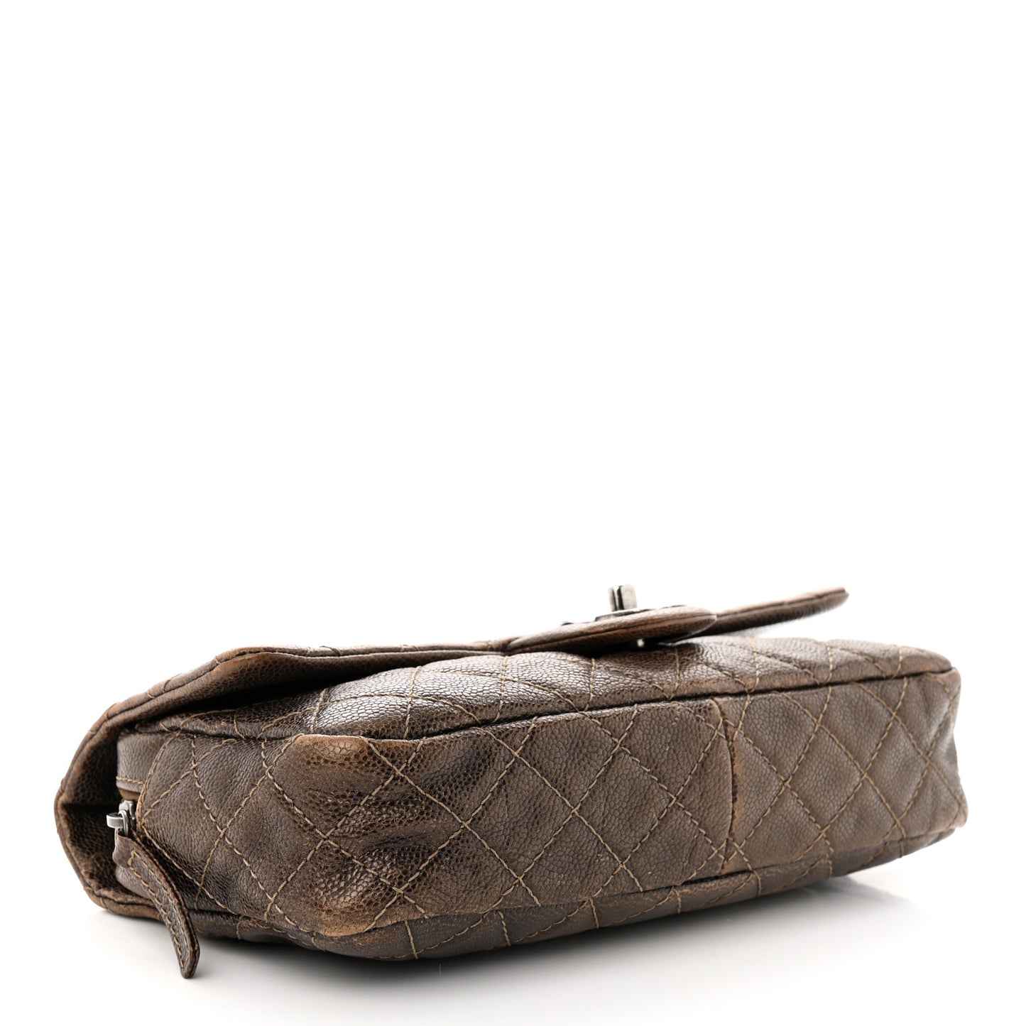 Iridescent Caviar Quilted Small Chic Flap Brown