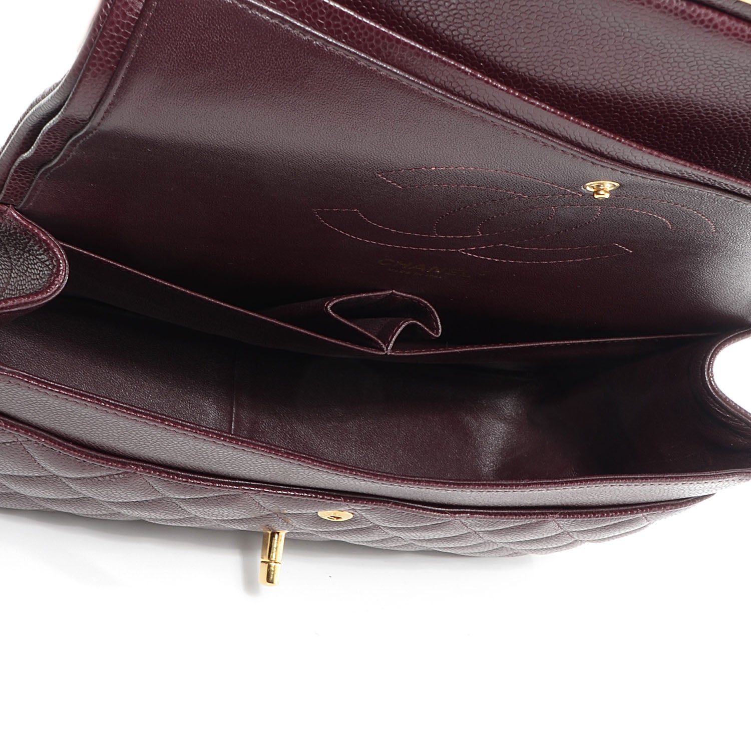 Chanel Caviar Quilted Jumbo Double Flap Burgundy 5 of 10