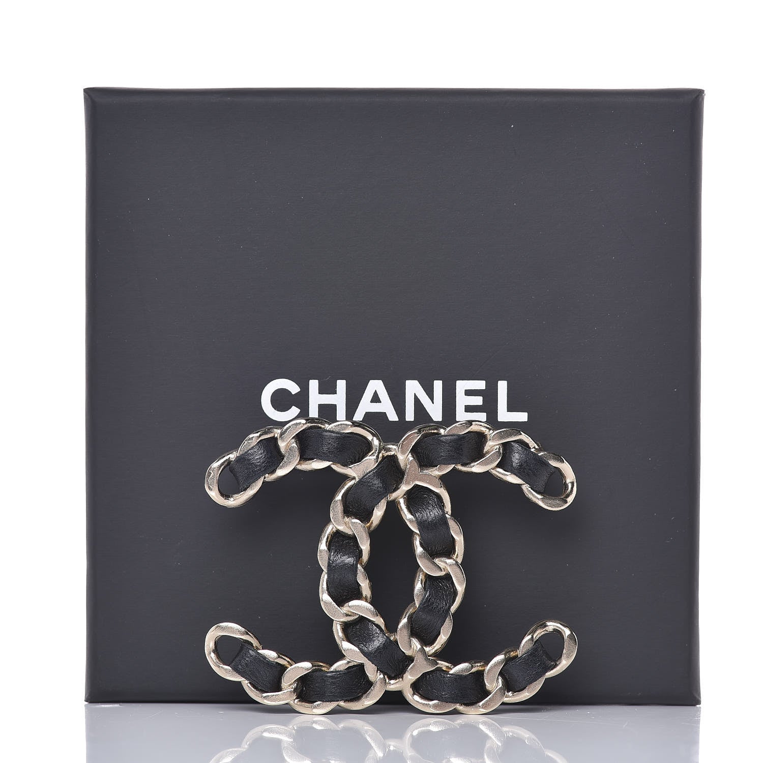 Chanel Lambskin Chain CC Brooch Black Gold 5 of 5