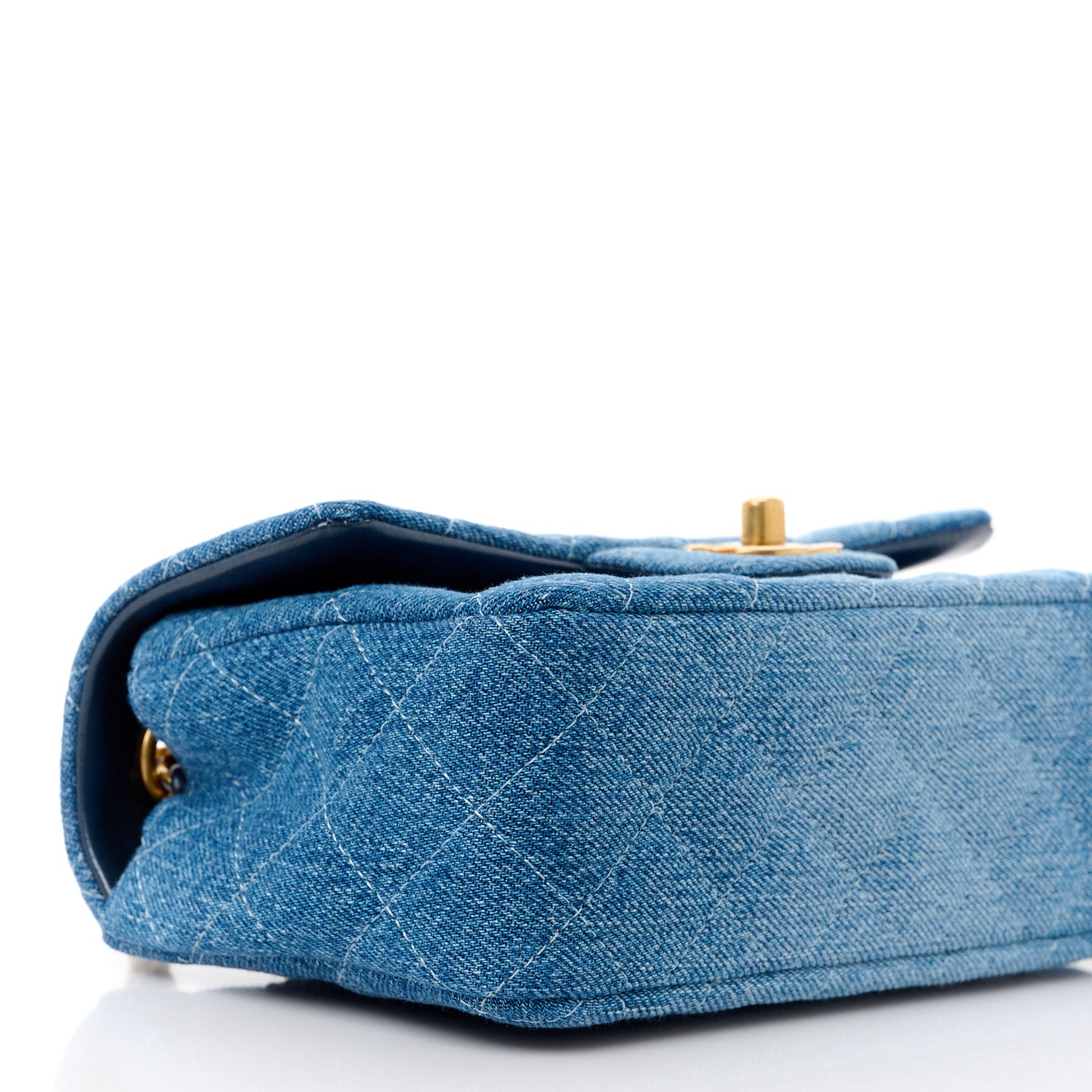 Chanel Washed Denim Quilted Mini Rectangular Flap Blue 10 of 12