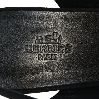 Hermes Suede Goatskin Crystal Ella 105 Sandal 39 Black 8 of 8