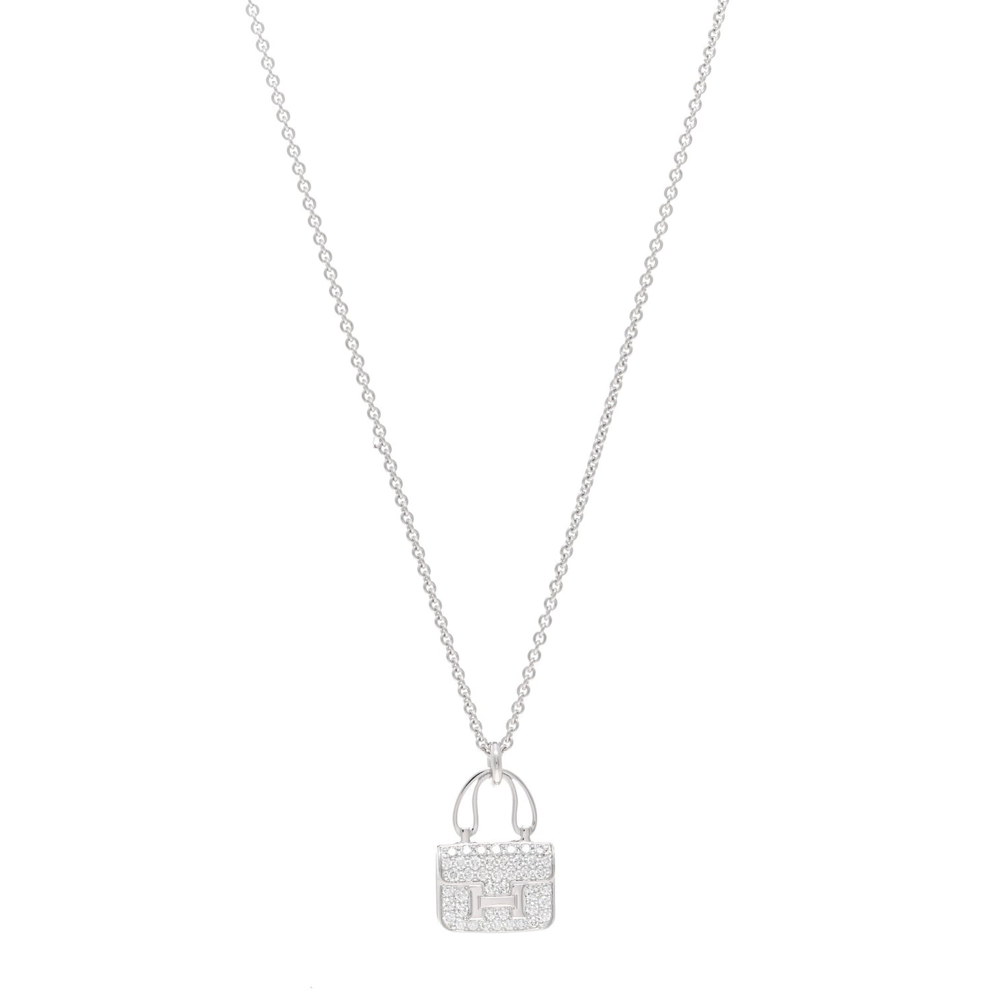 18K White Gold Diamond Constance Amulettes Pendant Necklace