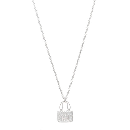 Hermes 18K White Gold Diamond Constance Amulettes Pendant Necklace 1 of 6