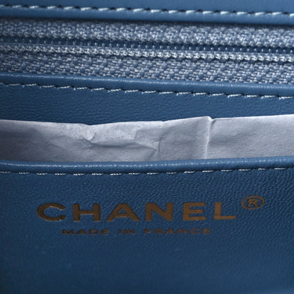 Chanel Printed Denim Quilted Mini Rectangular Flap Light Blue 10 of 21