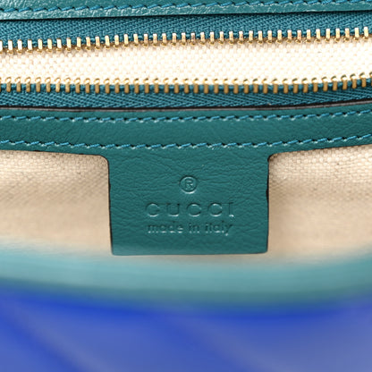 Gucci Azalea Calfskin Enamel Matelasse Diagonal Small Torchon GG Marmont Shoulder Bag Imperial Blue Pavone 6 of 10