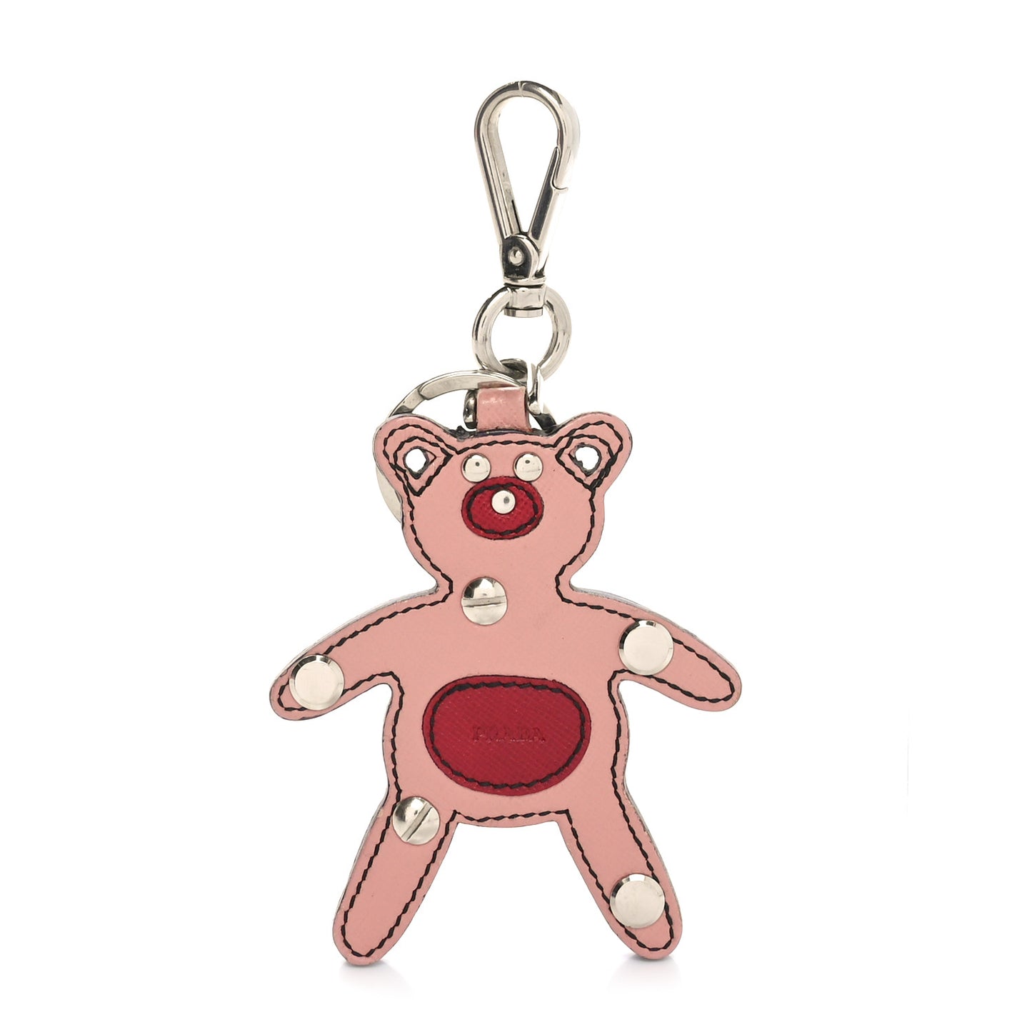 Metal Saffiano Bear Bag Charm Multicolor