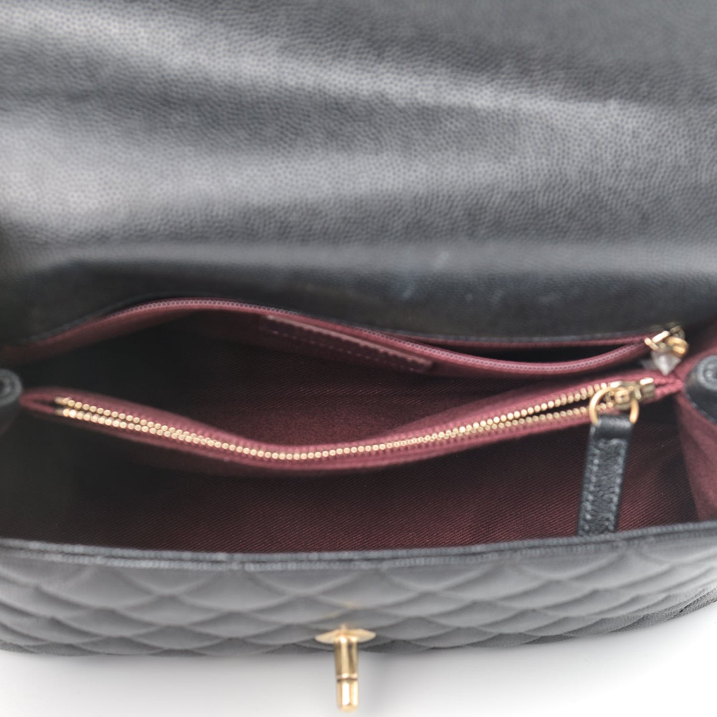 Caviar Quilted Small Coco Handle Flap Black