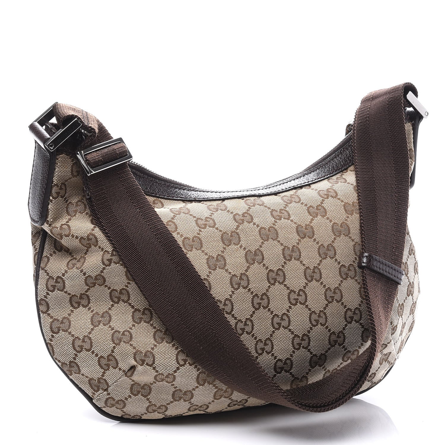 Gucci Monogram Medium Half Moon Hobo Dark Brown 2 of 10