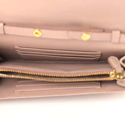 Prada Saffiano Metal Flap Wallet with Strap Cammeo 5 of 9