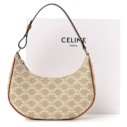 Celine Canvas Calfskin Ava Triomphe Shoulder Bag Grege 11 of 11