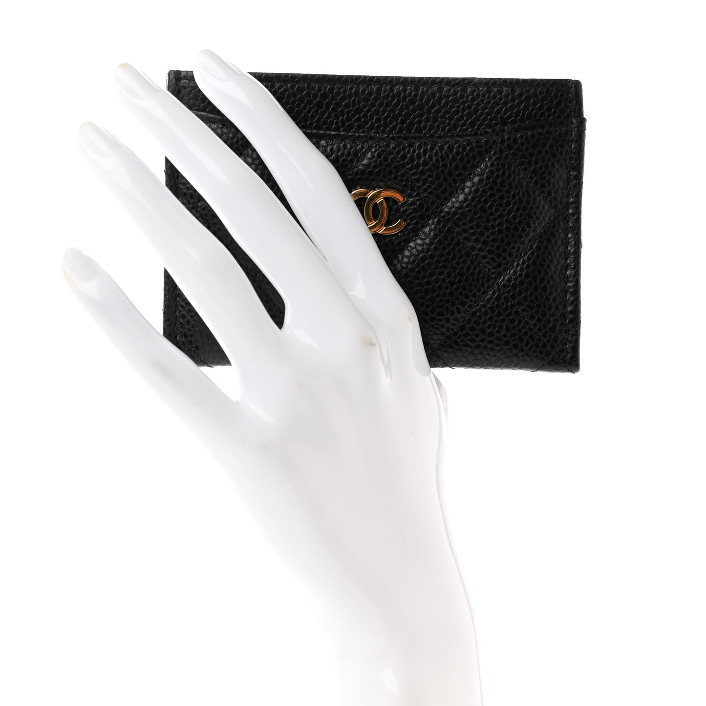 Caviar Quilted Card Holder Black
