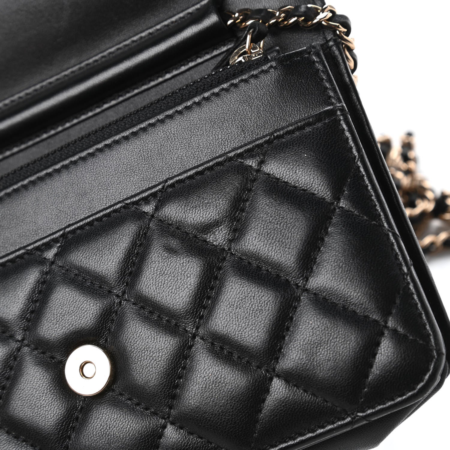 Chanel Lambskin Quilted Chain Around Wallet On Chain WOC Black 12 of 12