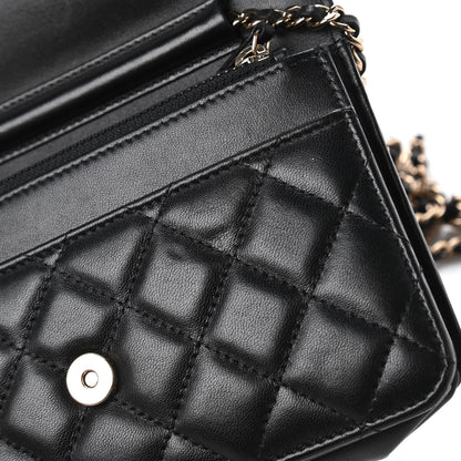Chanel Lambskin Quilted Chain Around Wallet On Chain WOC Black 12 of 12